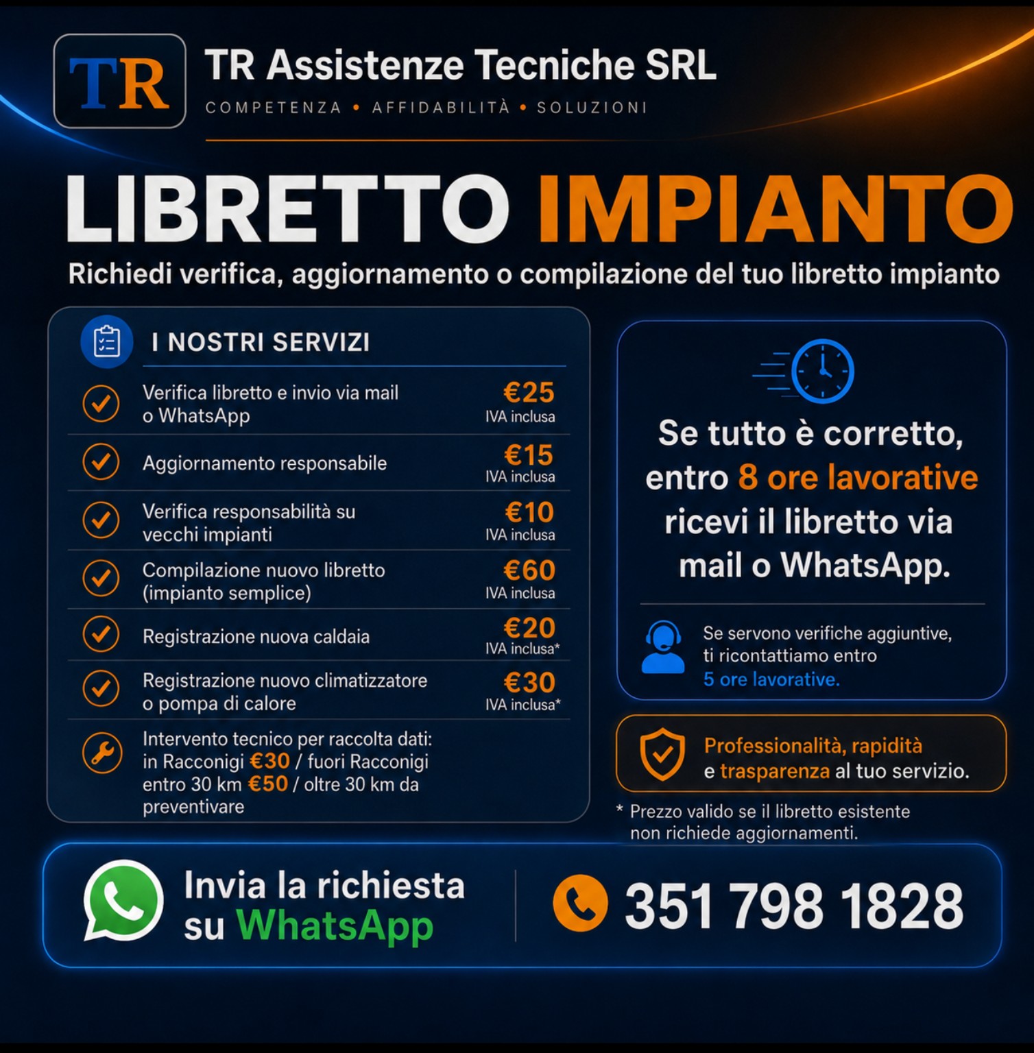 Servizio Libretto impianto TR: verifiche, aggiornamenti e prezzi